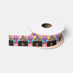 Party Langhaar Schwarz Doxie Satinband