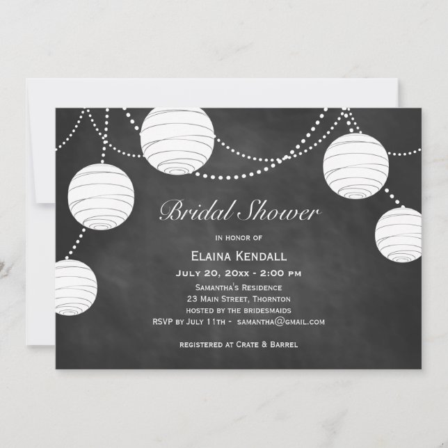 Party Lanterns on Chalk Bridal Dusche Einladung (Vorderseite)