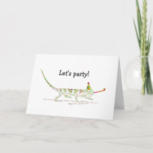 "Party Lass!" Psychedelic Chameleon Design Karte