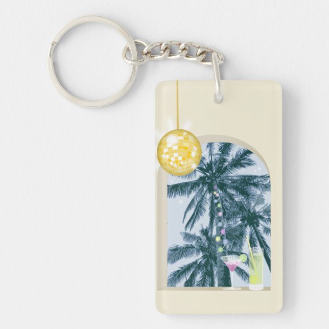 Party-Leuchten, Cocktails und Diskothek Ball unter Schlüsselanhänger (Vorderseite)