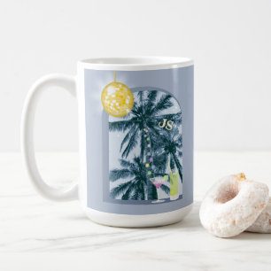Party Light Cocktail Disco Ball Palm Blue Initiale Kaffeetasse