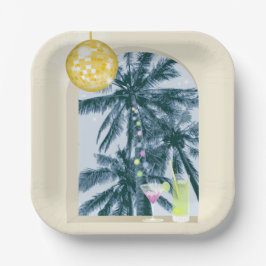 Party Lights Cocktails Diskothek Ball Palmes on Ye Pappteller