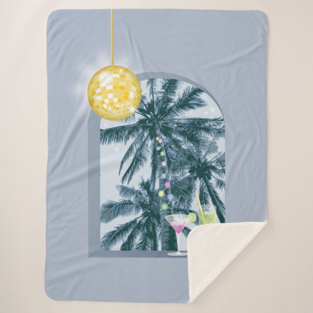 Party Lights Cocktails Diskothek Ball Palms on Blu Sherpadecke (Vorderseite)