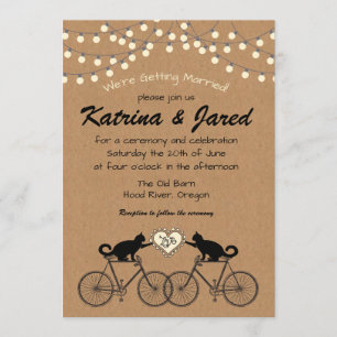 Party Lights with Cats on Bikes Hochzeitsempfehlun Einladung