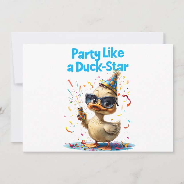 Party like a Duck Star - Fun Celebration Design Einladung (Vorderseite)