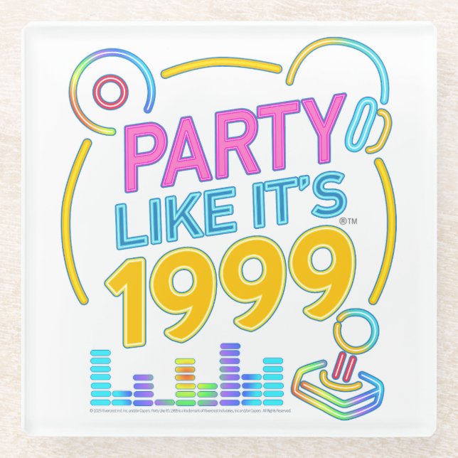 Party Like It’s 1999®™ – Neon Soundtrack  Glasuntersetzer (Vorderseite)