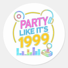 Party Like It’s 1999®™ – Neon Soundtrack Runder Aufkleber