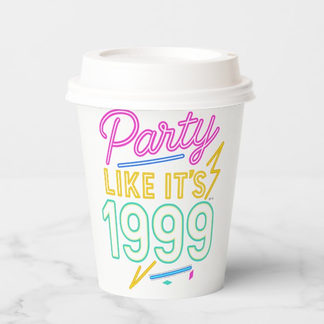 Party Like It’s 1999®™ – Neon Spannung Pappbecher (Vorderseite)