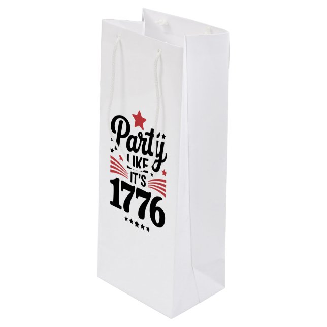 Party Like It's 1776 | Funny 4. Juli USA T-Shirt Geschenktüte Für Weinflaschen (Vorderseite Schrägansicht)
