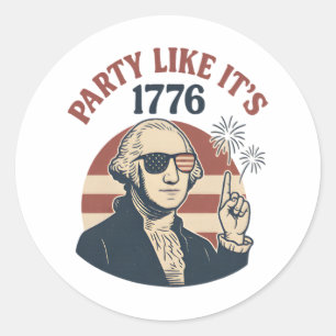 Party Like It's 1776 - Retro George Washington Des Runder Aufkleber