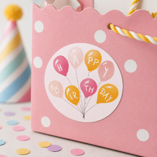 Party Luftballons Rosa Gelb Kind Frohen Geburtstag Runder Aufkleber