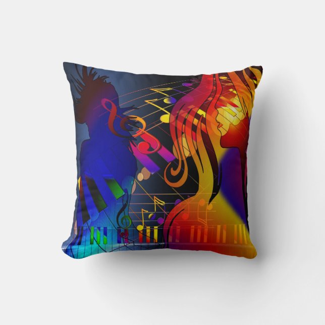 Party-Mädchen mit Musik-Kissen Kissen (Vorderseite)