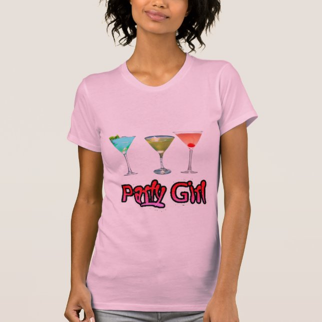 Party-Mädchen (Rosa) T-Shirt (Vorderseite)