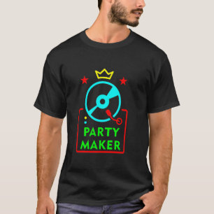 Party Maker DJ Plattenspieler Lustiger Retro Stil T-Shirt