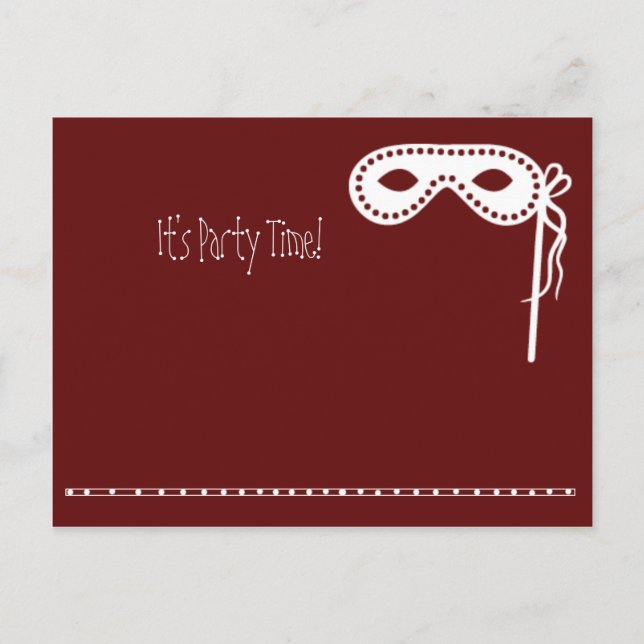 Party Mask lädt ein Einladungspostkarte (Vorderseite)