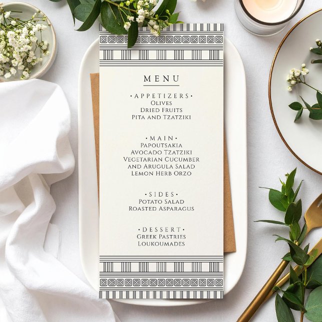 Party-Menü mit griechischem oder römischem Party Menükarte (Von Creator hochgeladen)