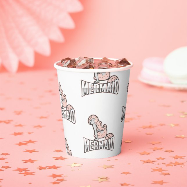 Party Mermaids Geburtstag Pink Paper Cups Pappbecher (Insitu)