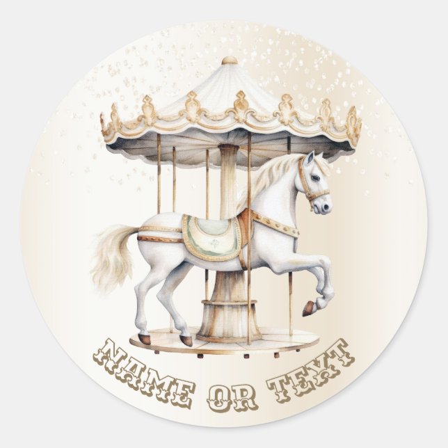 Party Merry Go Round Circus Karneval Niedlich Clas Runder Aufkleber (Vorderseite)