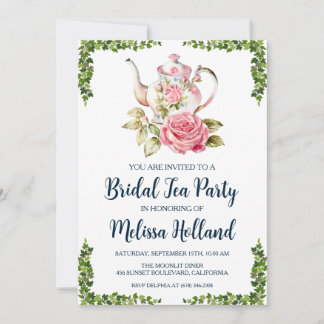 Party mit botanischem Gartentee Brautparty Einladung