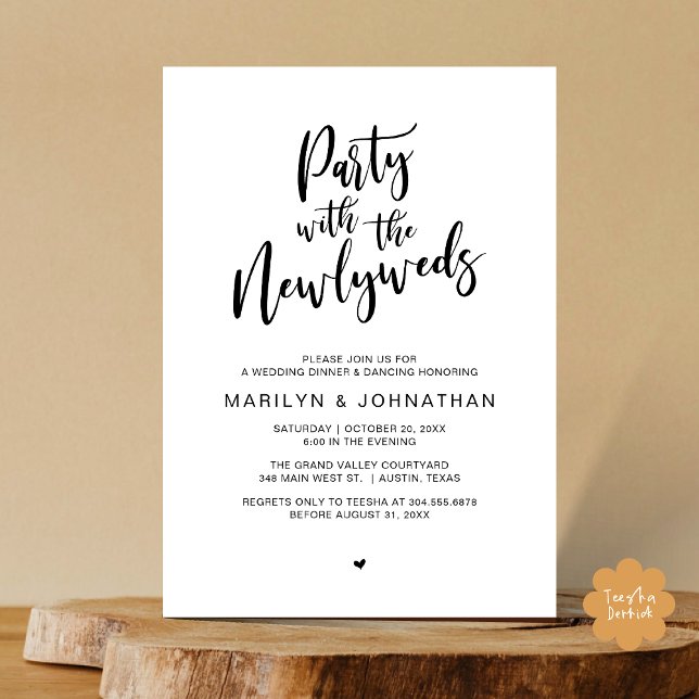 Party mit dem frisch gezapften rustikalen Hochzeit Einladung (Party With The Newlyweds Rustic Wedding Dinner Dancing Lunch Brunch Invitation card PDF White Black)