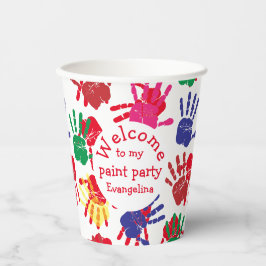 Party mit farbigen Handdrucken für Kinder Pappbecher