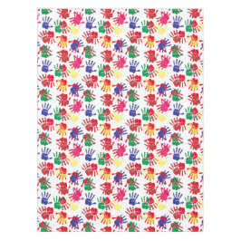 Party mit farbigen Handdrucken für Kinder Tischdecke