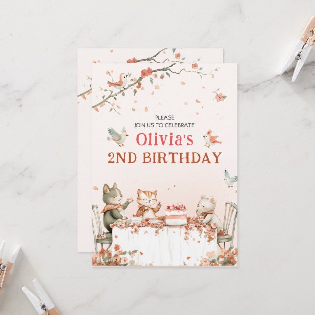 Party mit Katzen Einladung (Vorderseite/Rückseite Beispiel)