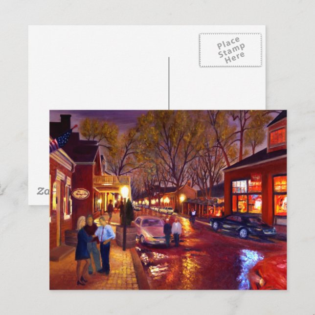 Party mit Lila Rot-Gelb-Blau Postkarte (Vorne/Hinten)