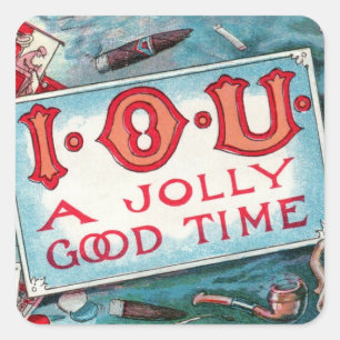 Party mit Vintagen Gewürzen, Glücksspiele Rauchen Quadratischer Aufkleber