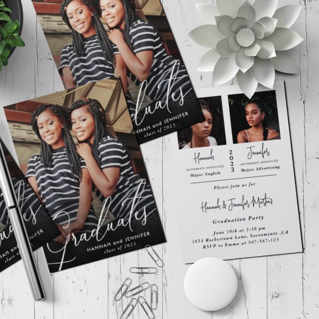 Party mit zwei Absolventen Einladung (Von Creator hochgeladen)