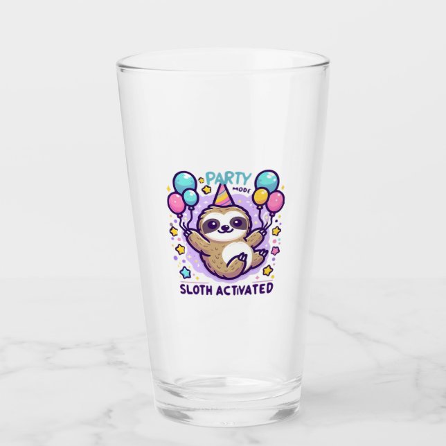 Party Mode Sloth Activated Birthday Balloon Sloth  Glas (Vorderseite)