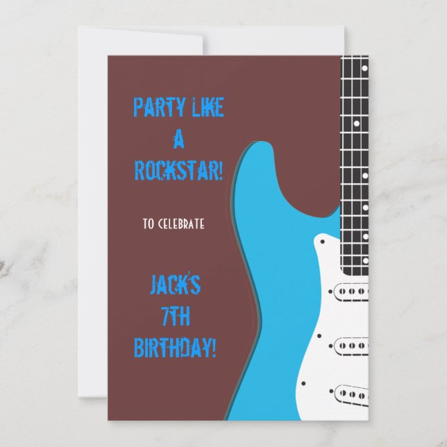 Party mögen ein Rockstar blau Einladung (Vorderseite)