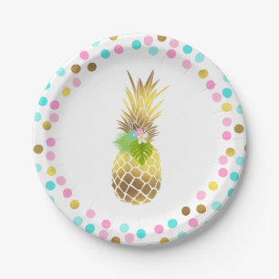 Party mögen eine Ananas-Papierplatte 7" rosa Gold Pappteller