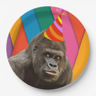 Party mögen einen Tiergorilla mit Hut-Geburtstag Pappteller