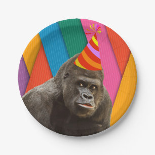 Party mögen einen Tiergorilla mit Hut-Geburtstag Pappteller