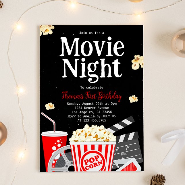 Party | Movie Night Birthday Einladung (Von Creator hochgeladen)