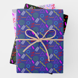 Party-Muster-Kindergeburtstag der 1990er Jahre Geschenkpapier Set