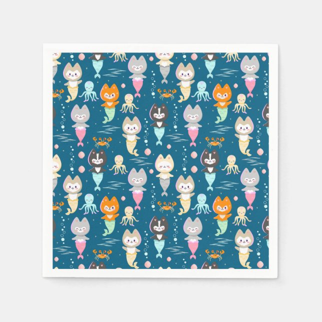 Party Napkins Nautical Themed Birthday Party. Serviette (Vorderseite)