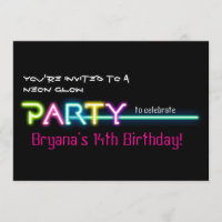 PARTY Neon Glow Lights Rave Club Party Einladung