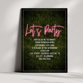 Party Neon Script Boxwood Generic Einladung