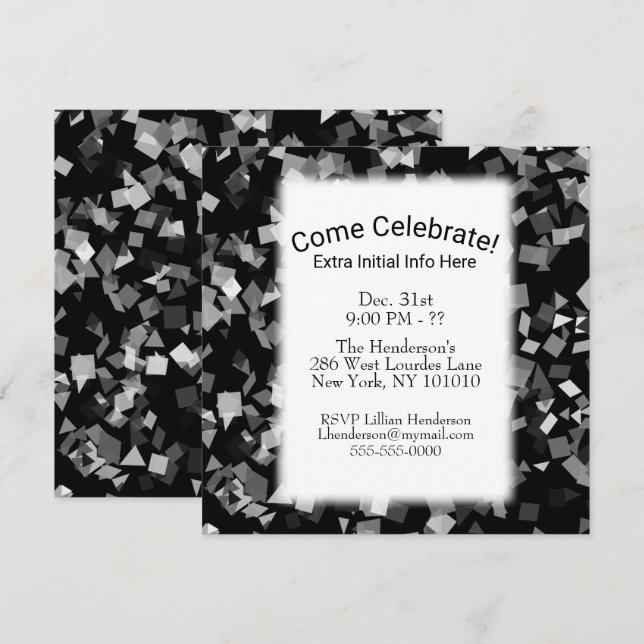 Party oder Feier Neujahr Confetti Einladungen (Vorne/Hinten)