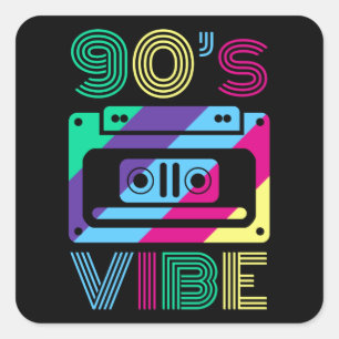 Party Outfit Mama Vater zum Thema Vibe 90 Quadratischer Aufkleber