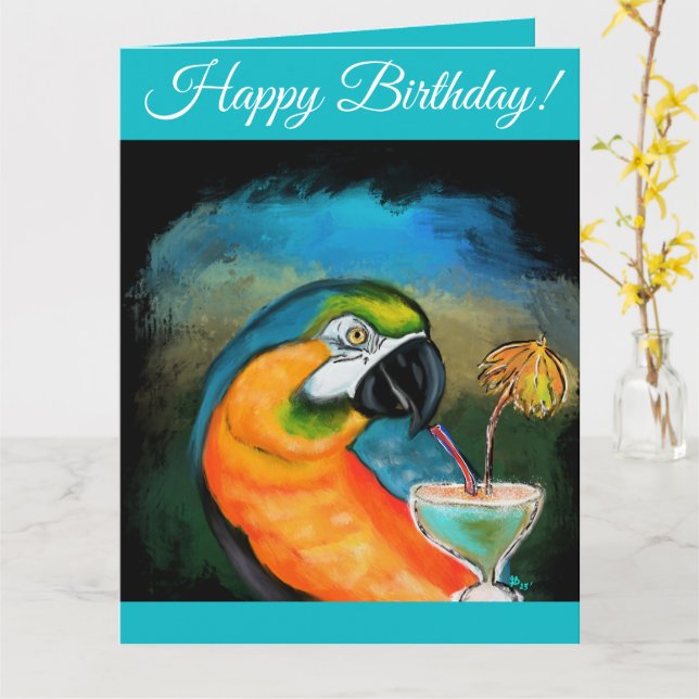 Party Papageien Karte (Gelbe Blume)