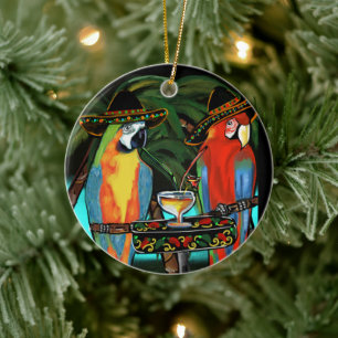 Party Papageien                          Keramik Ornament