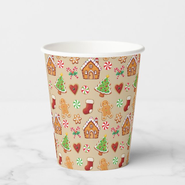 Party Paper Cups Christmas Gingerbread Print Pappbecher (Rückseite)
