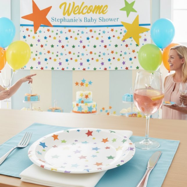 Party Paper Plate - Colorful Stars Design Pappteller (Bright stars paper plate)