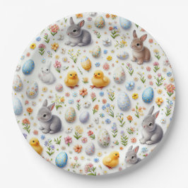 Party Paper Plates – Bunnies, Eggs, Chicks Pappteller