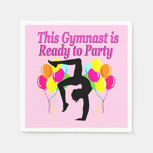PARTY PAPIER NAPKIN FEIERT GYMNASTICS SERVIETTE (Vorderseite)