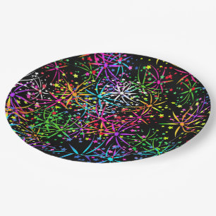 Party Papier Platte Regenbogenfeuerwerk Sterne Pappteller