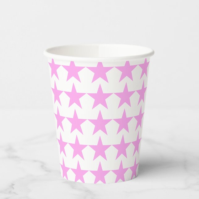 Party-Papierbecher mit rosa Sternen Pappbecher (Links)